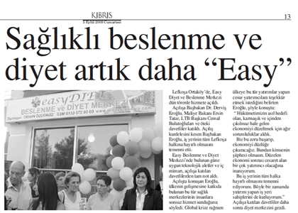 Kıbrıs diyetisten haberi 2009